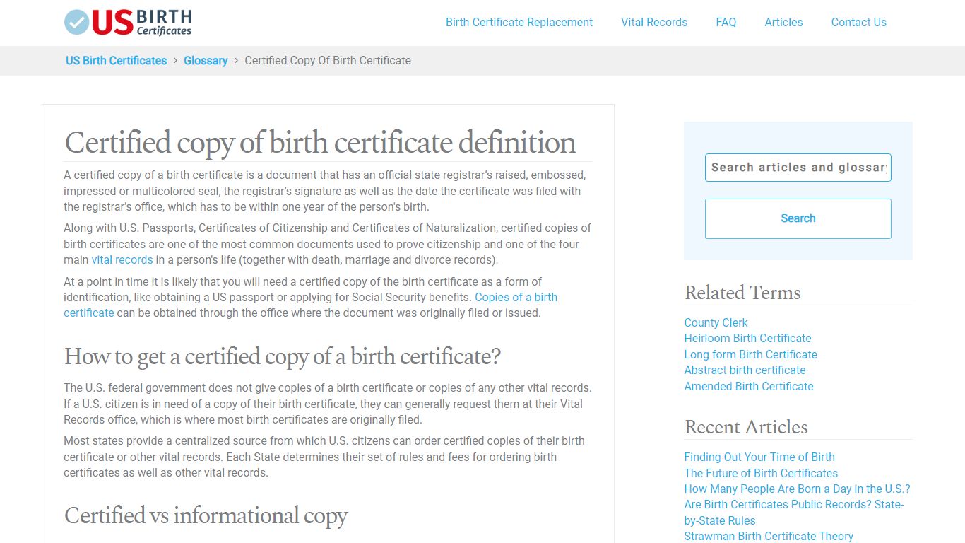What is a Certified Copy of Birth Certificate? - US Birth Certificates