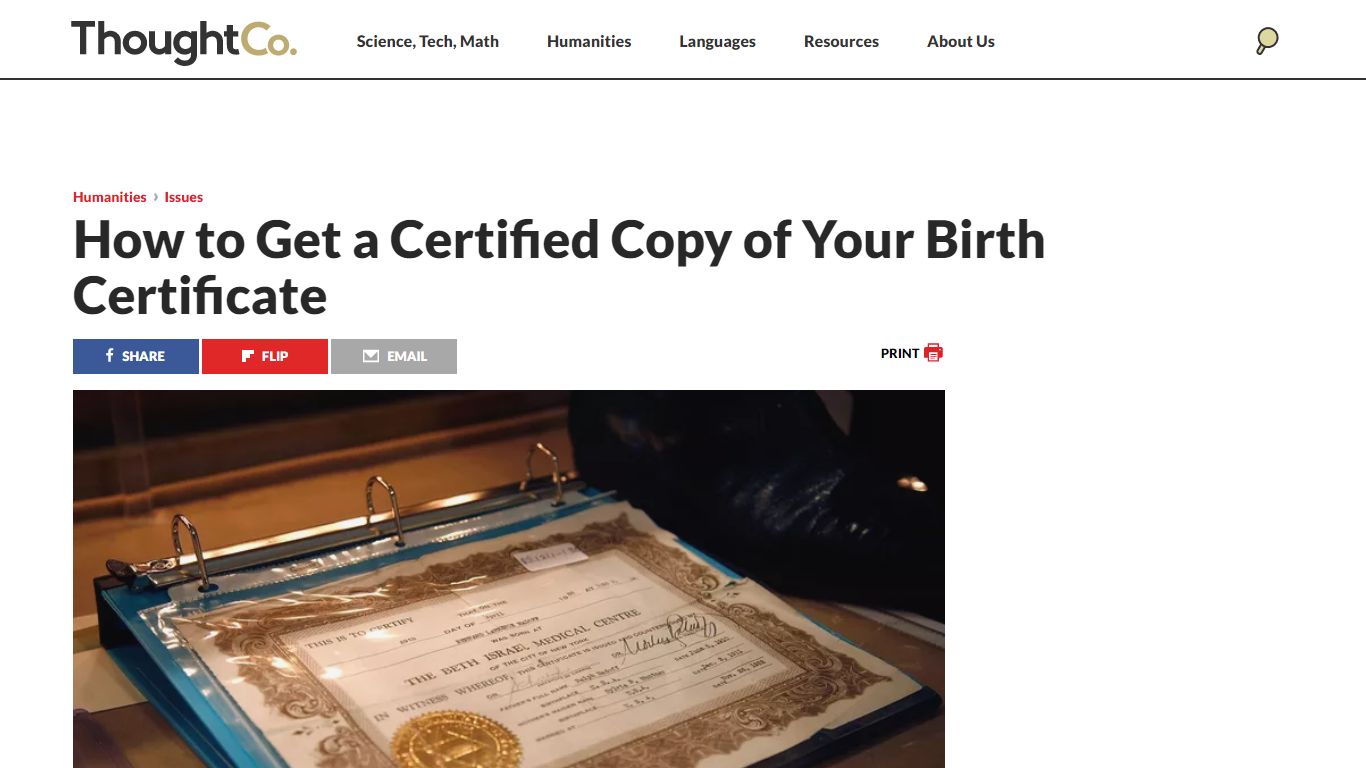 Get a Certified Copy of Your Birth Certificate - ThoughtCo